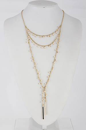 Long Layered Fashionista Necklace With Two Bars 6DAI1